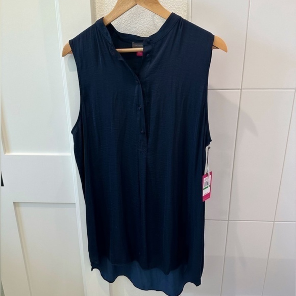 Navy Blue Vince Camuto Half Button Tank Top NWT!
